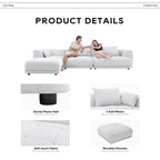 Cloud Modular Sofa Sectional 144 with Ottoman - Plush Chenille Fabric Living Room Couch
