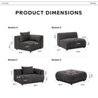 Cloud Modular Sofa Sectional 144 with Ottoman - Plush Chenille Fabric Living Room Couch