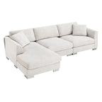 Cloud Sectional Sofa,L-Shaped Luxury Couch Set With 2 Free Pillows,4-Seat Chenille Indoor Furniture With Oversized Chaise