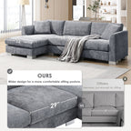 Cloud Sectional Sofa,L-Shaped Luxury Couch Set With 2 Free Pillows,4-Seat Chenille Indoor Furniture With Oversized Chaise