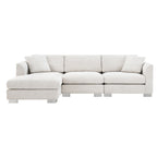 Cloud Sectional Sofa,L-Shaped Luxury Couch Set With 2 Free Pillows,4-Seat Chenille Indoor Furniture With Oversized Chaise