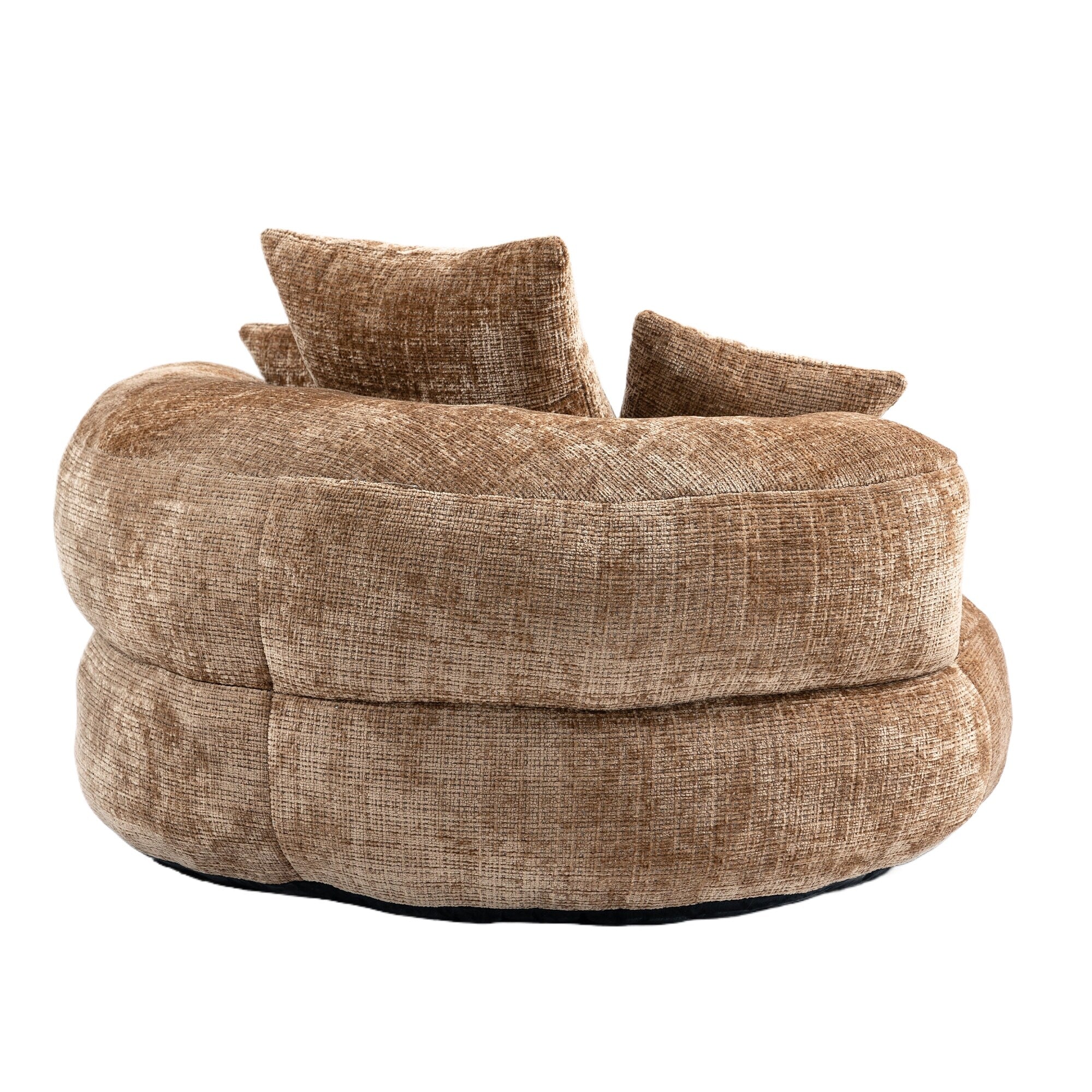 Coffee Oversized 42.52 Chenille Lazy Bean Bag Single Sofa with Three Pillows for Bedroom