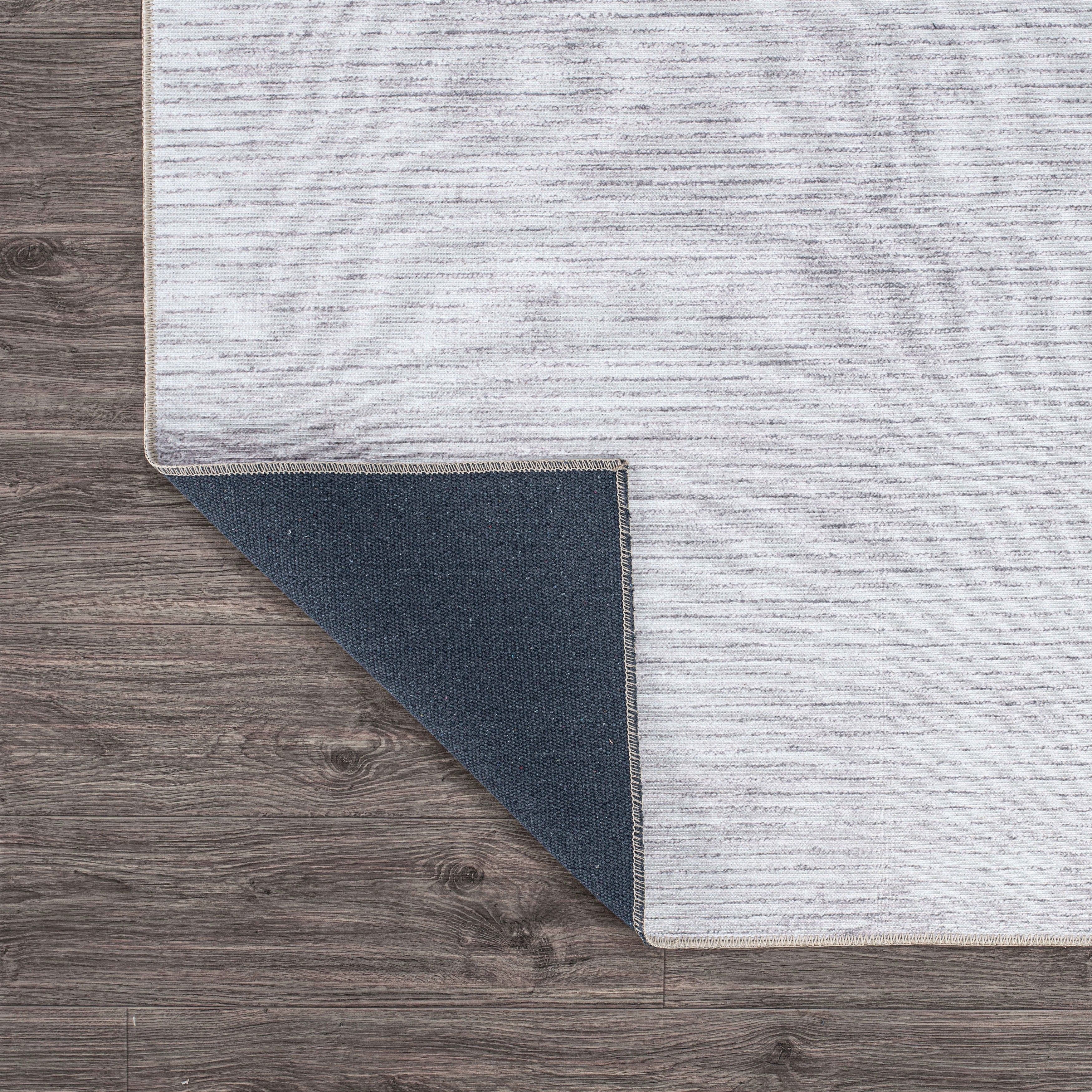 Contemporary Distressed Stripe Machine Washable Area Rug