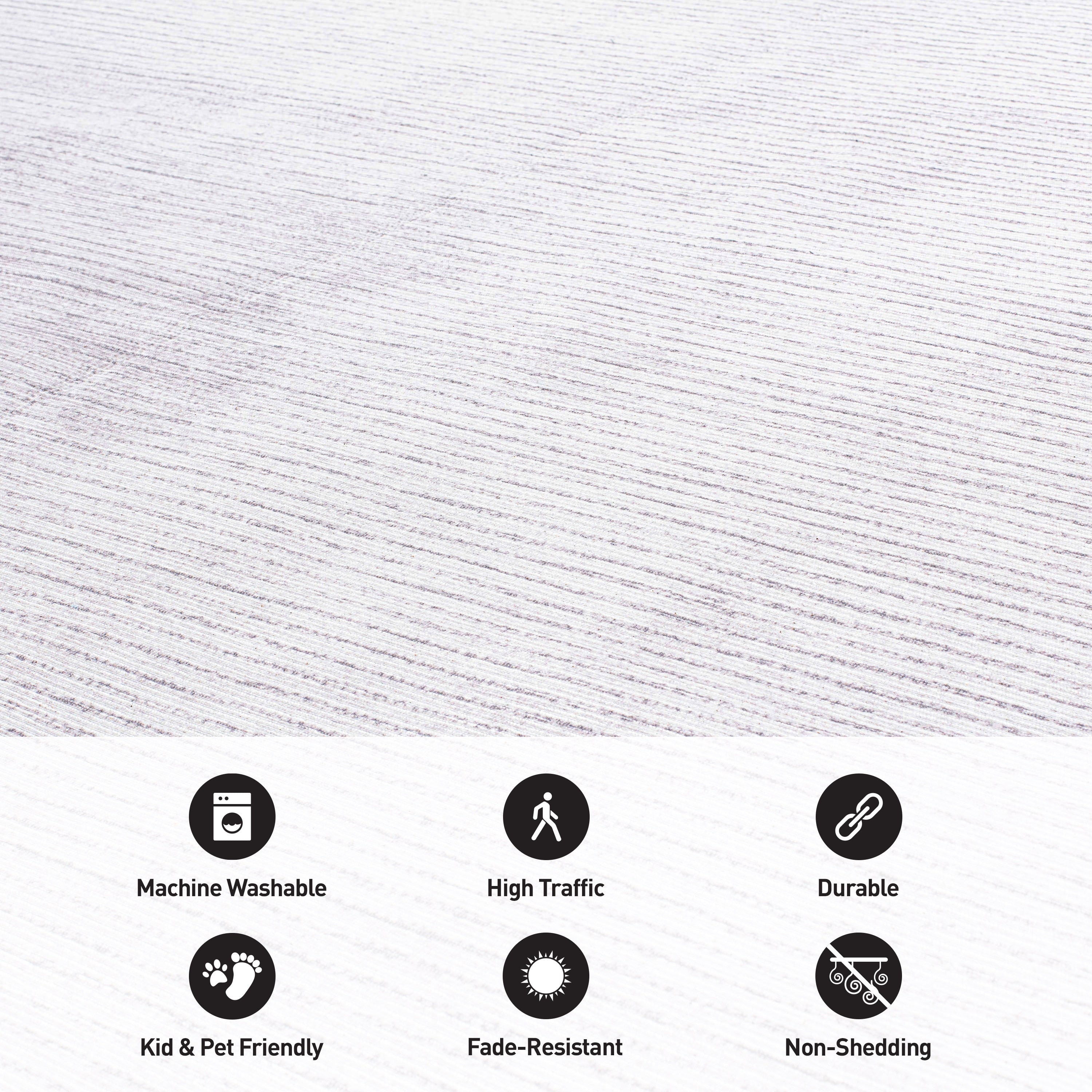 Contemporary Distressed Stripe Machine Washable Area Rug