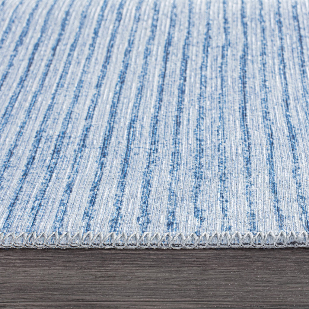 Contemporary Distressed Stripe Machine Washable Area Rug