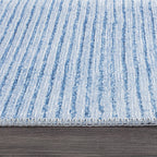 Contemporary Distressed Stripe Machine Washable Area Rug