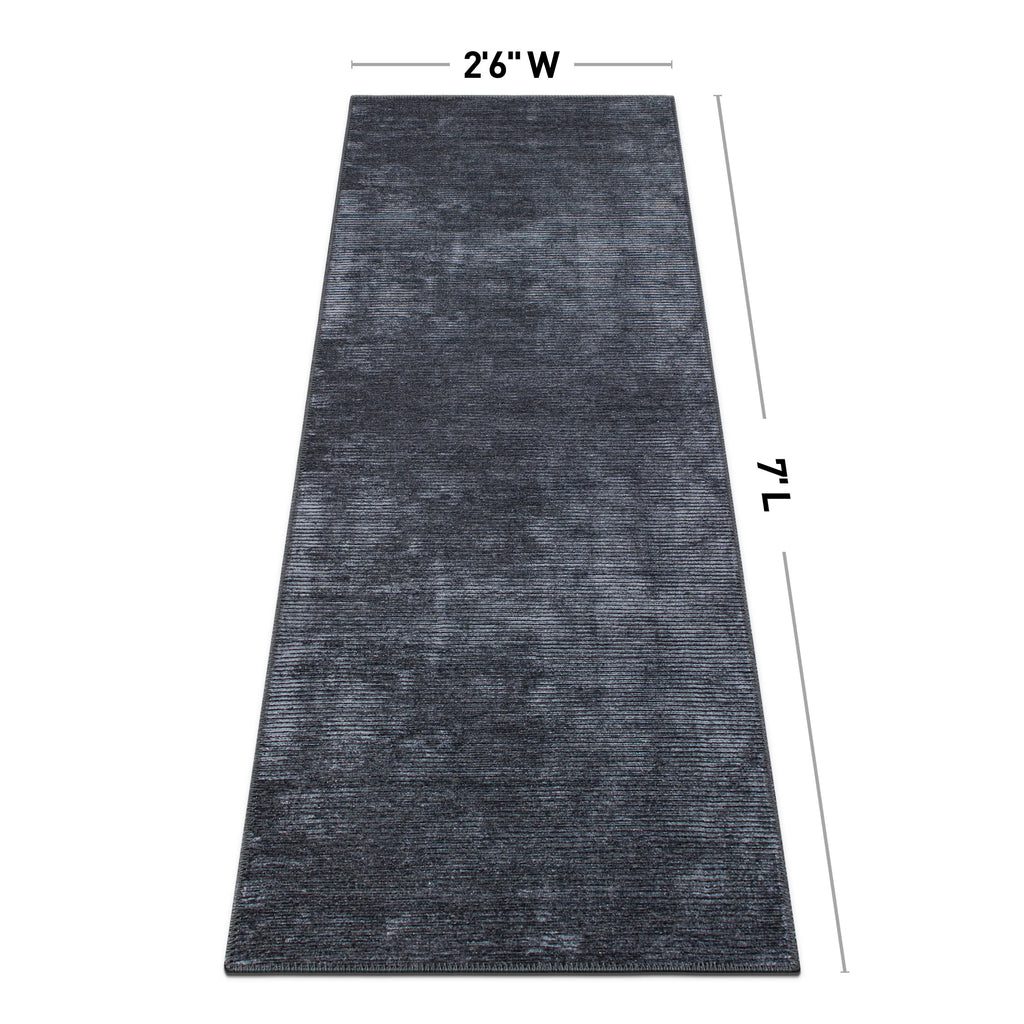 Contemporary Distressed Stripe Machine Washable Area Rug