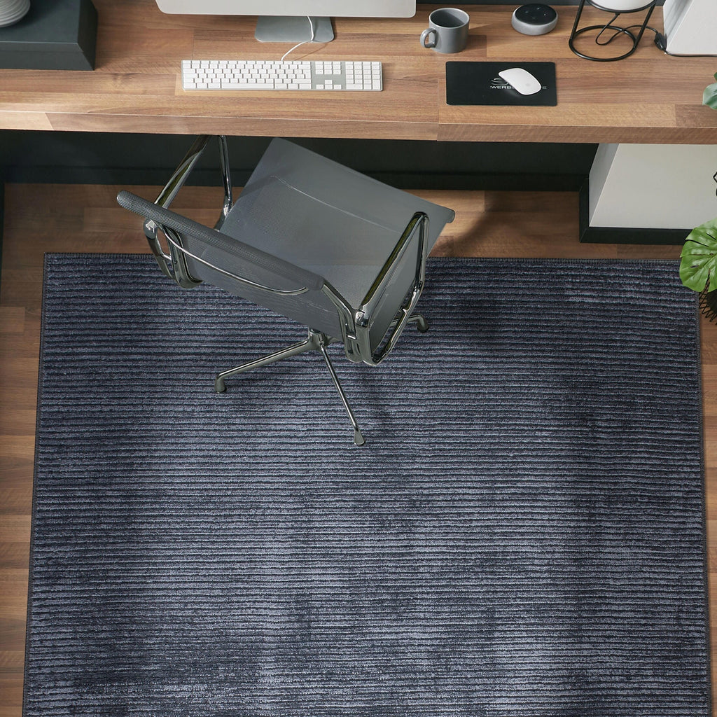 Contemporary Distressed Stripe Machine Washable Area Rug