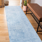 Contemporary Distressed Stripe Machine Washable Area Rug