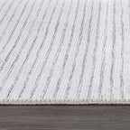 Contemporary Distressed Stripe Machine Washable Area Rug