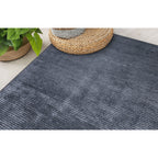 Contemporary Distressed Stripe Machine Washable Area Rug