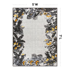 Contemporary Floral Border Indoor/Outdoor Area Rug