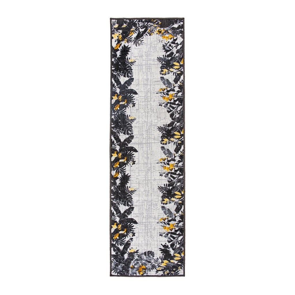 Contemporary Floral Border Indoor/Outdoor Area Rug