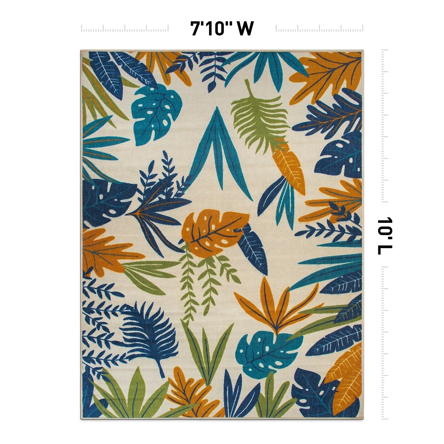 Contemporary Floral Leaves Indoor/Outdoor Area Rug