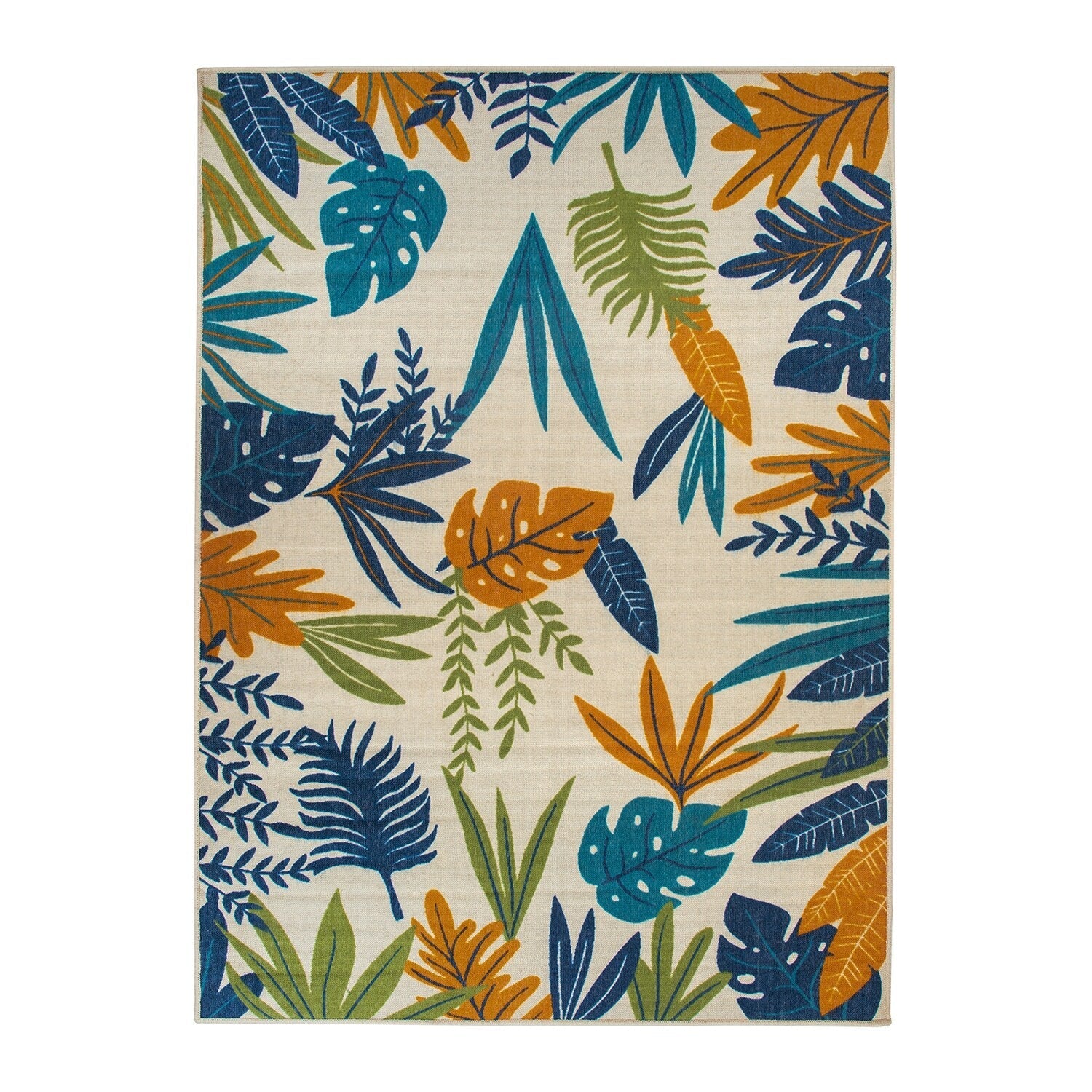Contemporary Floral Leaves Indoor/Outdoor Area Rug