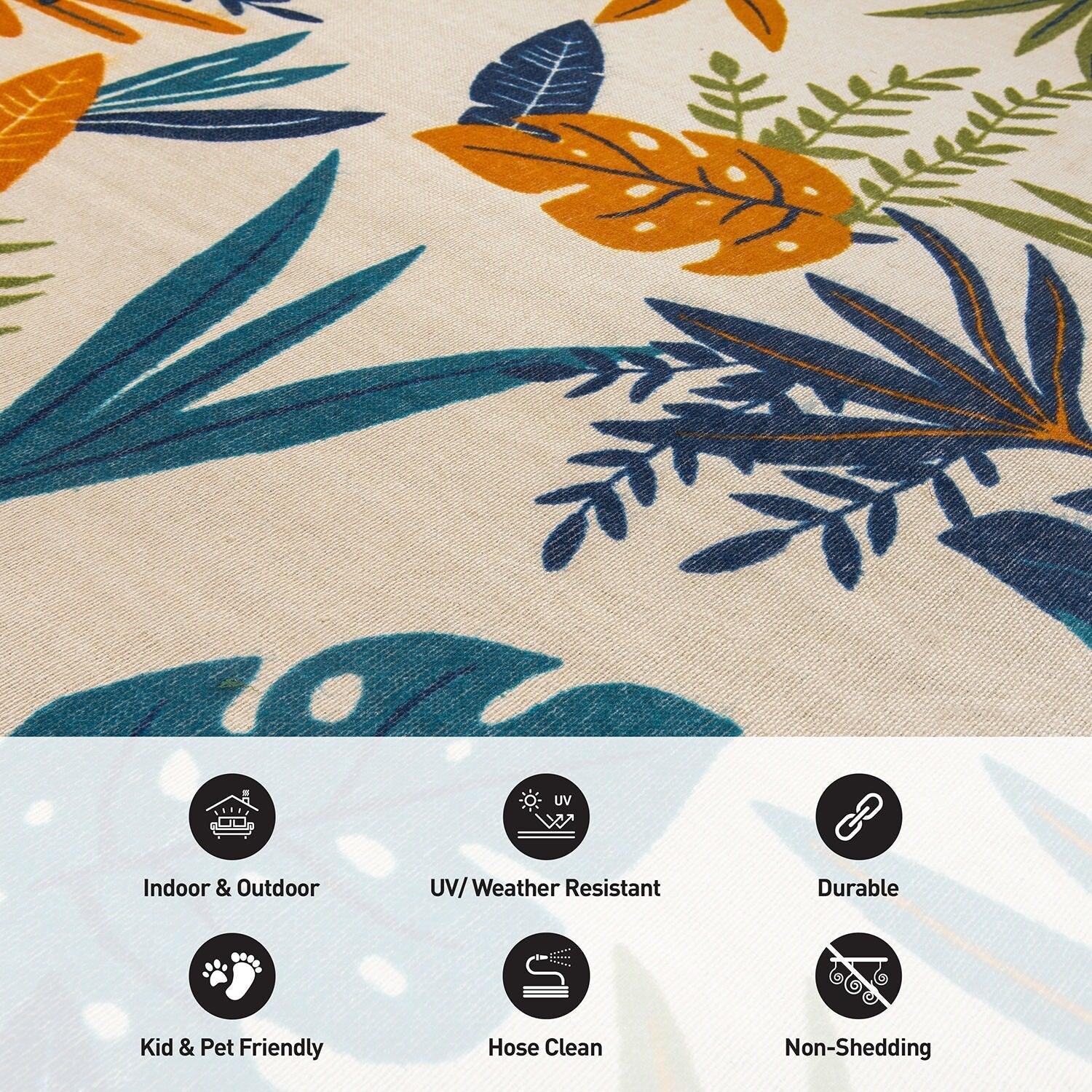 Contemporary Floral Leaves Indoor/Outdoor Area Rug