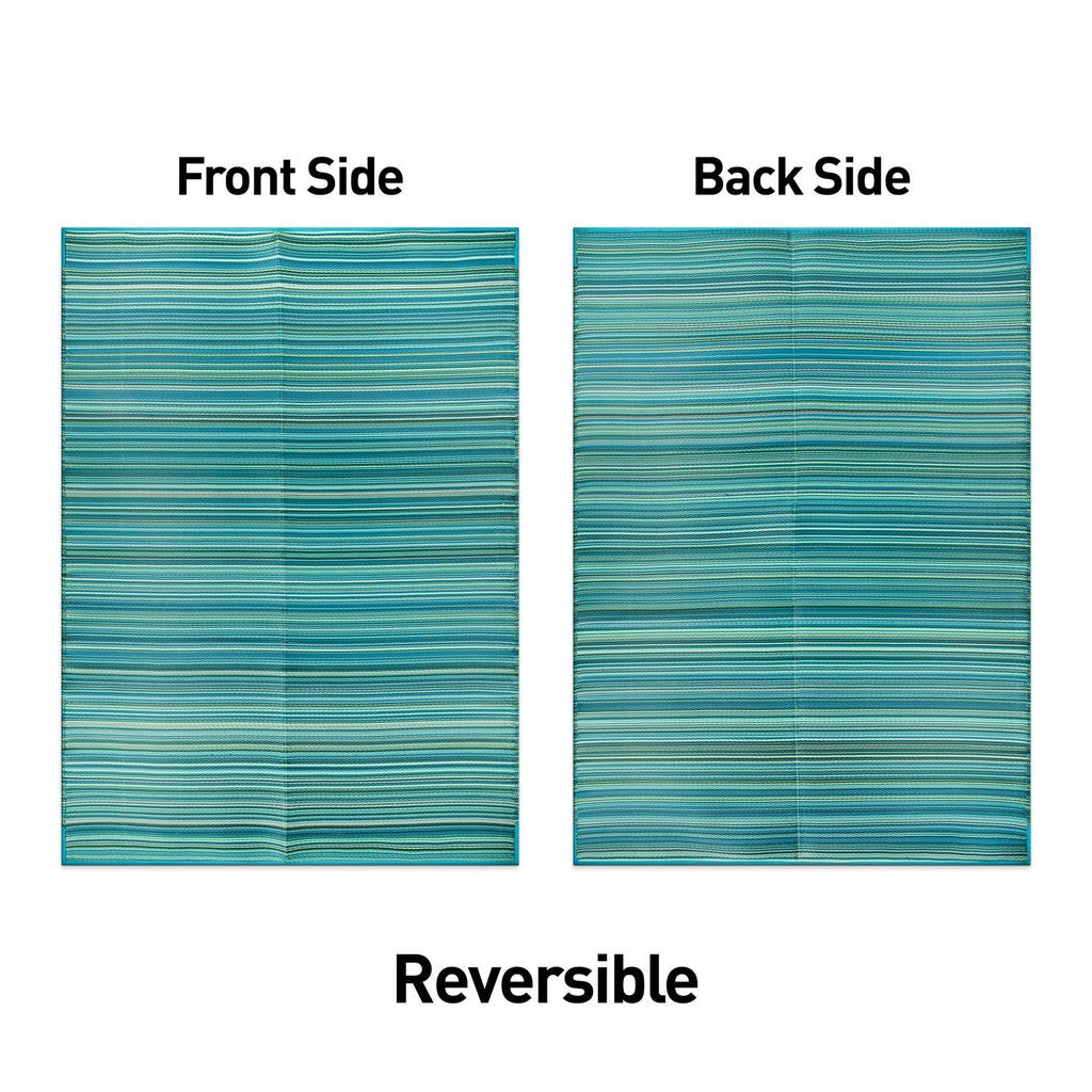 Contemporary Stripe Reversible Plastic Outdoor Rugs