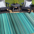 Contemporary Stripe Reversible Plastic Outdoor Rugs