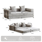 Convertible Floor Sofa Bed with Pillow Back Chenille Fabric for Living Room Bedroom