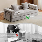 Convertible Floor Sofa Bed with Pillow Back Chenille Fabric for Living Room Bedroom