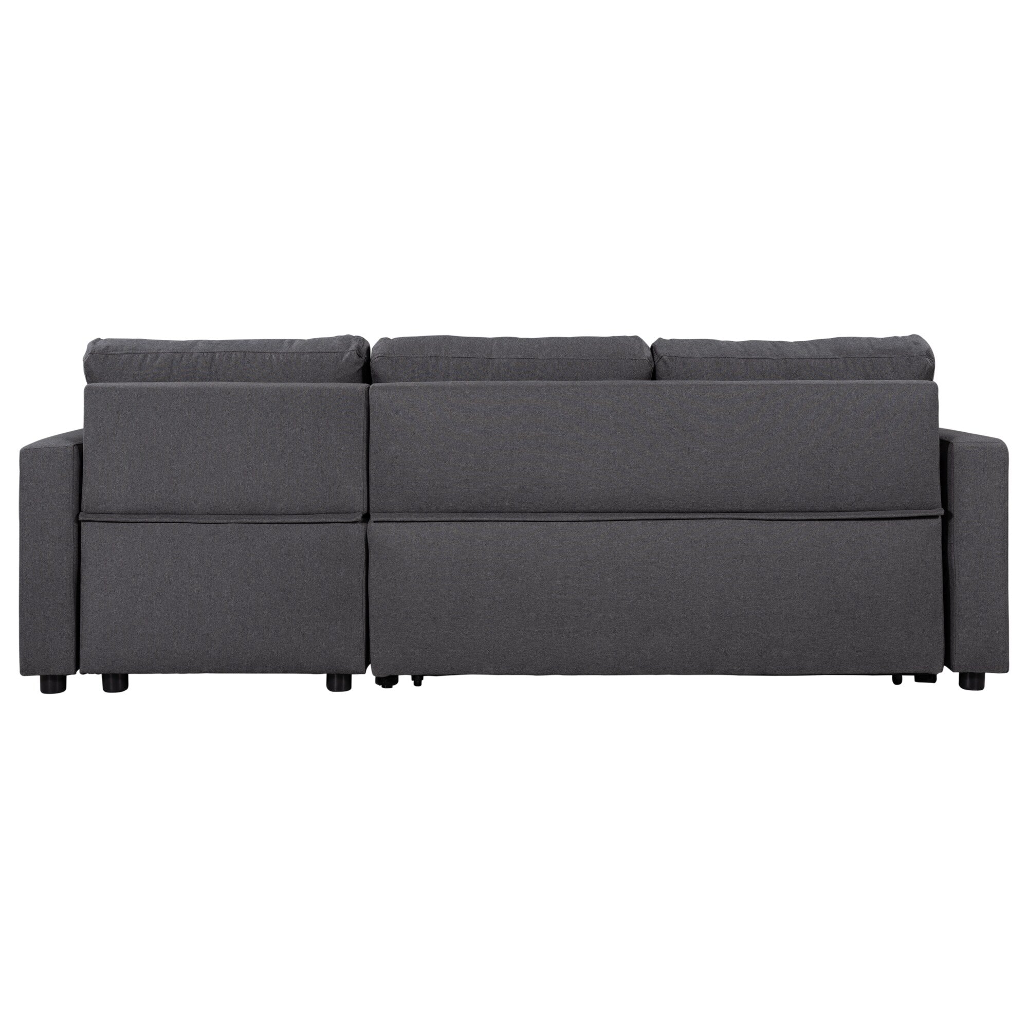 Convertible L-Shaped Sectional Sofa with Pull-Out Bed and Storage Space, 2 Tossing Cushions
