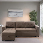 Convertible Reversible Sectional Sofa with Pull-Out Sleeper Bed, Hidden Storage Chaise, and Durable Legs