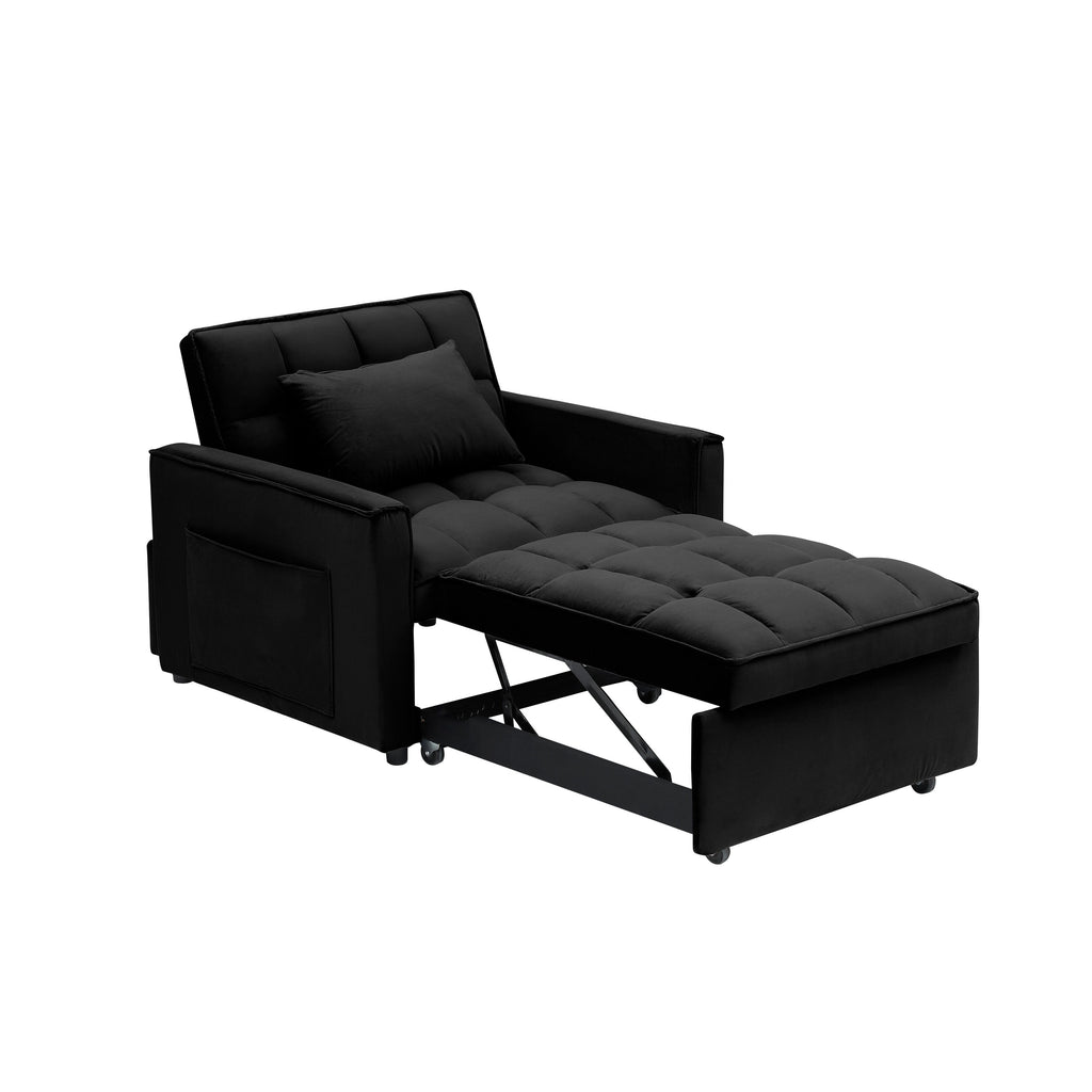 Convertible Sofa Bed with Adjustable Back and Wheel