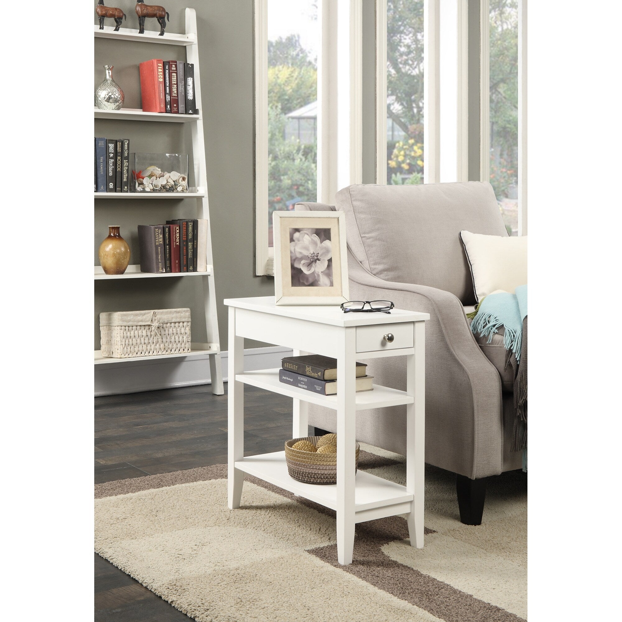 Convenience Concepts American Heritage 1 Drawer Chairside End Table with Shelves