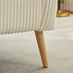 Corduroy Fabric Upholstered 2-Seat Sofa with Wooden Walnut Legs