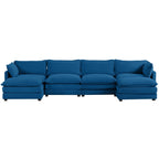 Corduroy Sectional Sofa with Removable Ottomans & Ultra-soft Cushions for Living Room & Bedroom
