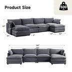 Corduroy Sectional Sofa with Removable Ottomans & Ultra-soft Cushions for Living Room & Bedroom