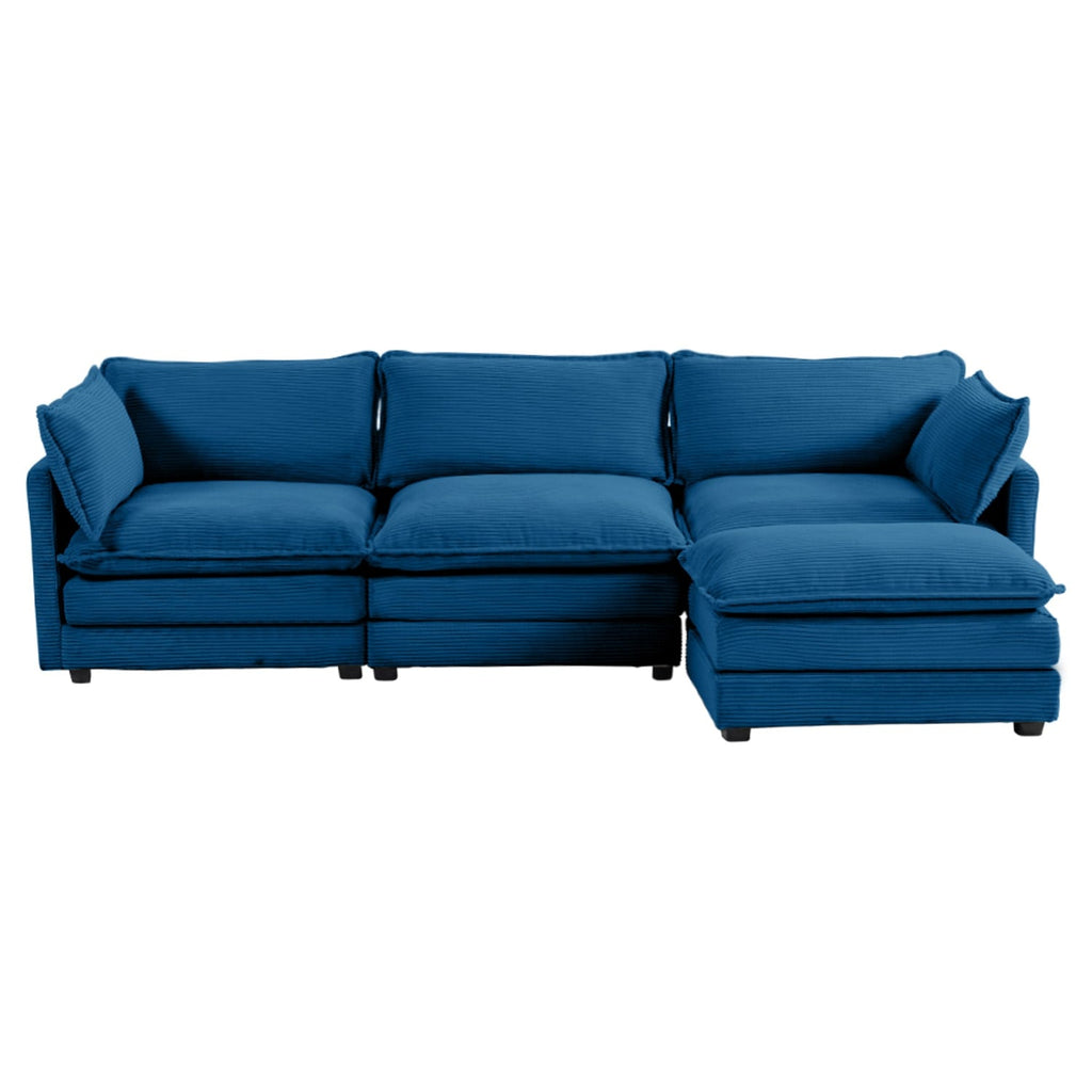 Corduroy Sectional Sofa with Removable Ottomans & Ultra-soft Cushions for Living Room & Bedroom