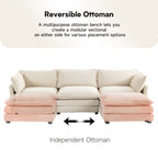 Corduroy Sectional Sofa with Removable Ottomans & Ultra-soft Cushions for Living Room & Bedroom