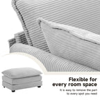 Corduroy Sectional Sofa with Removable Ottomans & Ultra-soft Cushions for Living Room & Bedroom