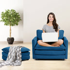 Corduroy Sectional Sofa with Removable Ottomans & Ultra-soft Cushions for Living Room & Bedroom