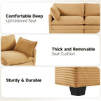 Corduroy Sectional Sofa with Removable Ottomans & Ultra-soft Cushions for Living Room & Bedroom