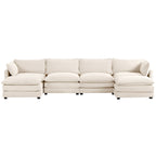 Corduroy Sectional Sofa with Removable Ottomans & Ultra-soft Cushions for Living Room & Bedroom