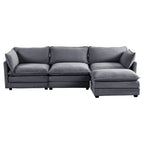 Corduroy Sectional Sofa with Removable Ottomans & Ultra-soft Cushions for Living Room & Bedroom