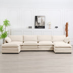 Corduroy Sectional Sofa with Removable Ottomans & Ultra-soft Cushions for Living Room & Bedroom