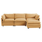 Corduroy Sectional Sofa with Removable Ottomans & Ultra-soft Cushions for Living Room & Bedroom