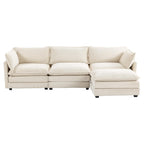 Corduroy Sectional Sofa with Removable Ottomans & Ultra-soft Cushions for Living Room & Bedroom
