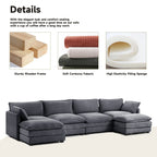 Corduroy Sectional Sofa with Removable Ottomans & Ultra-soft Cushions for Living Room & Bedroom