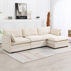 Corduroy Sectional Sofa with Removable Ottomans & Ultra-soft Cushions for Living Room & Bedroom