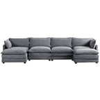 Corduroy Sectional Sofa with Removable Ottomans & Ultra-soft Cushions for Living Room & Bedroom
