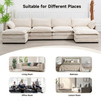 Corduroy Sectional Sofa with Removable Ottomans & Ultra-soft Cushions for Living Room & Bedroom