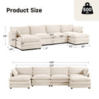 Corduroy Sectional Sofa with Removable Ottomans & Ultra-soft Cushions for Living Room & Bedroom