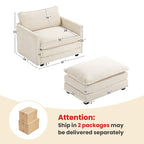 Corduroy Sectional Sofa with Removable Ottomans & Ultra-soft Cushions for Living Room & Bedroom