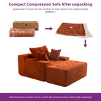 Corduroy Upholstered Memory Foam Sofa With Ottoman Upholstered Bean Bag Couch - 48.4Lx67.7Wx24.4H