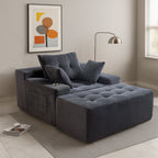 Corduroy Upholstered Memory Foam Sofa With Ottoman Upholstered Bean Bag Couch - 48.4Lx67.7Wx24.4H