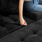 Corduroy Upholstered Memory Foam Sofa With Ottoman Upholstered Bean Bag Couch - 48.4Lx67.7Wx24.4H